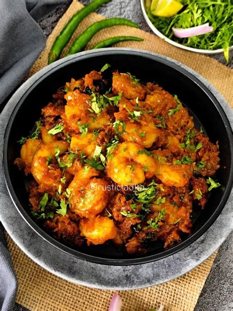 Prawn Tawa Masala Prawn Masala Recipe Kolambi Tawa Masala Rustic