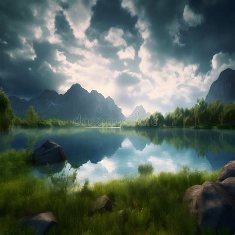 beautiful calm nature landscape background stock illustration