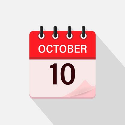 Outubro É Que Mês 10 - Vetores de 10 De Outubro Ícone Do Calendário Com Sombra Dia Mês ...