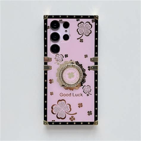 Glitter Rhinestone Four Leaf Clover Square Case For Infinix Hot Pro I Note Back Cover