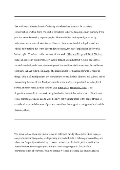 Sex Work Notes Sex Work Encompasses The Act Of Offering Sexual Services In Return For Monetary