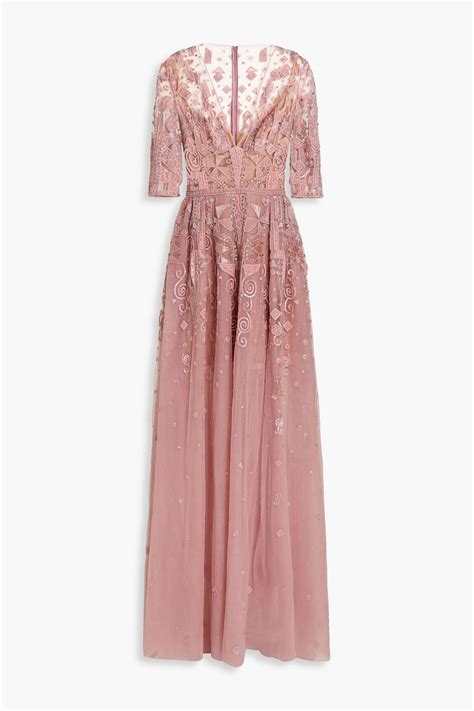 Zuhair Murad Velvet Trimmed Embellished Silk Blend Tulle Gown The Outnet