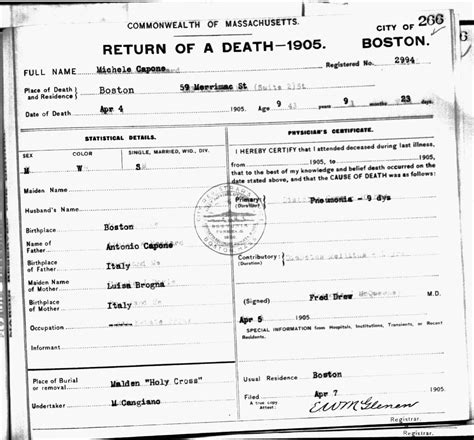 The Genealogy Of Torre Le Nocelle Italy Boston Death Record Michele
