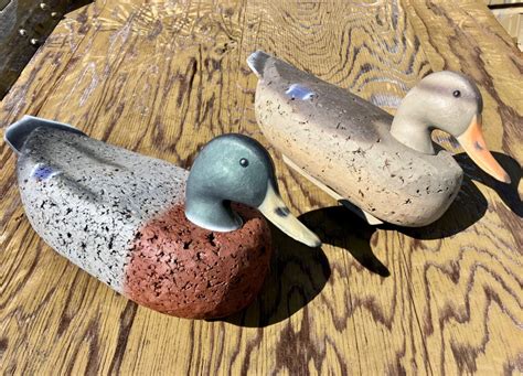 Vintage Herters Mallard Drake Hen Pair Cork Duck Decoy Body Plastic