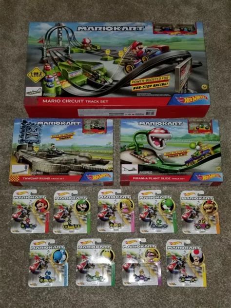 MARIO KART HOT Wheels Circuit Thwomp Piranha Tracks 9 voitures neuves dans leur boîte