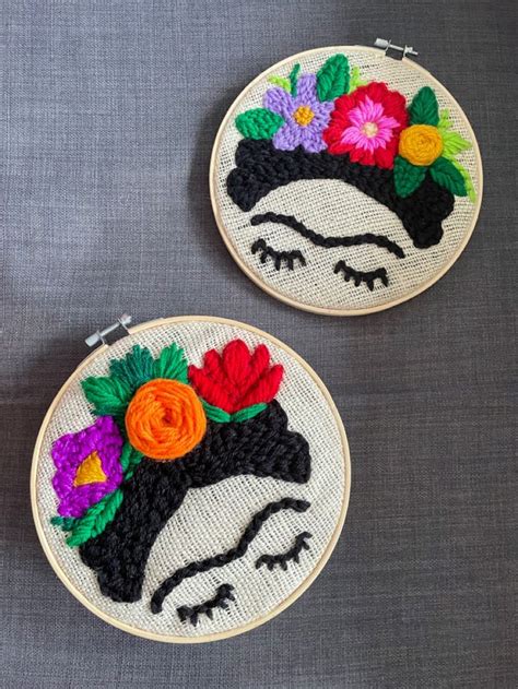 Frida Kahlo Punch Needle Art Mexican Embroidery Designs Hand