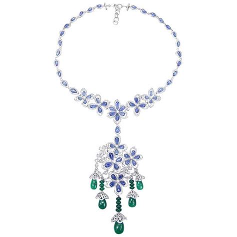 Multicolor Sapphire Emerald Gold Necklace For Sale At 1stdibs