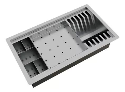 Escorredor Louça Calha Úmida Embutido Canal Organizador Inox