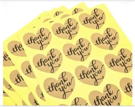 360pcs Kraft Paper Seal Label Sticker Heart Shaped Thank You Tag T