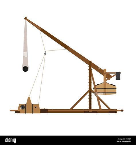 Trebuchet Katapult Vektor Krieg Mittelalterliche Belagerung Abbildung