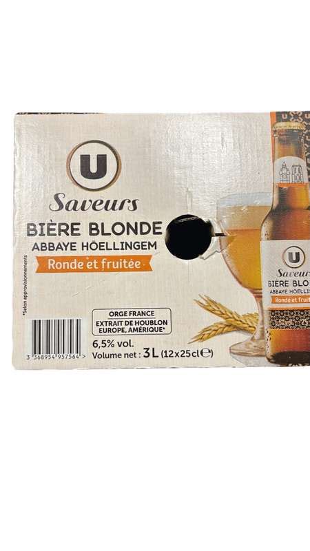 Pack de bière blonde Abbaye höellingem U saveurs x cl La Belle Vie Courses en