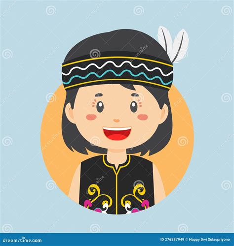 Avatar Of A Dayak Indonesian Character Stock Vector Illustration Of