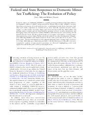 Understanding Policies On Domestic Minor Sex Trafficking Course Hero