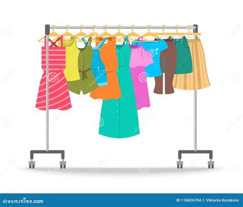 Women Summer Casual Clothes On Hanger Rack Stock Vector Illustration