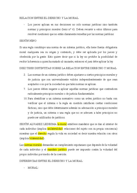 Resumen DE Introduccion AL Derecho RELACION ENTRE EL DERECHO Y LA