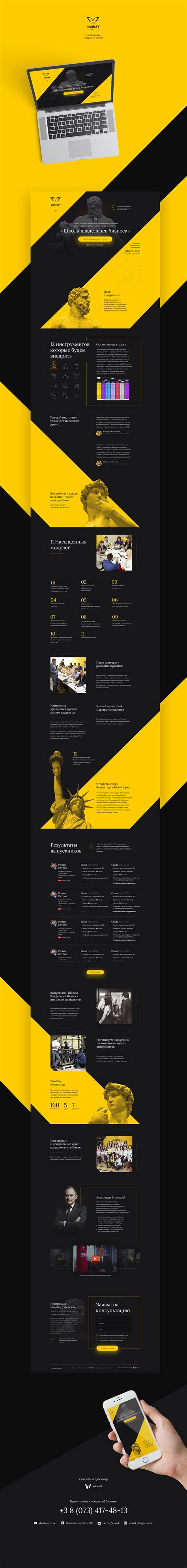 Landing page for Visotsky Consulting on Behance