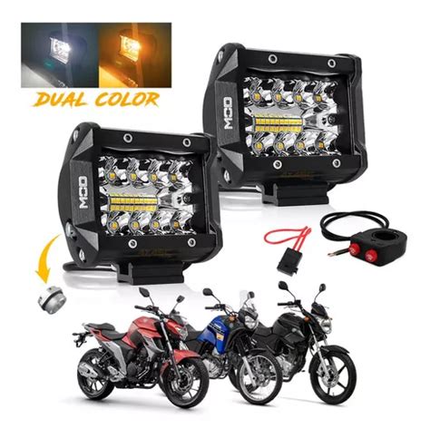 Farol De Led P Moto W Dual Color Neblina E Milha Xre Xtz Escorrega