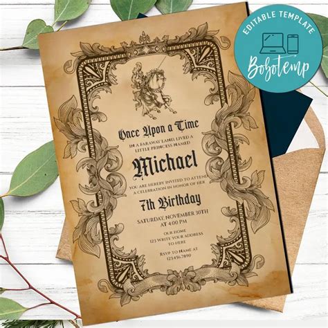 Medieval Invitation Customizable Template DIY | Bobotemp