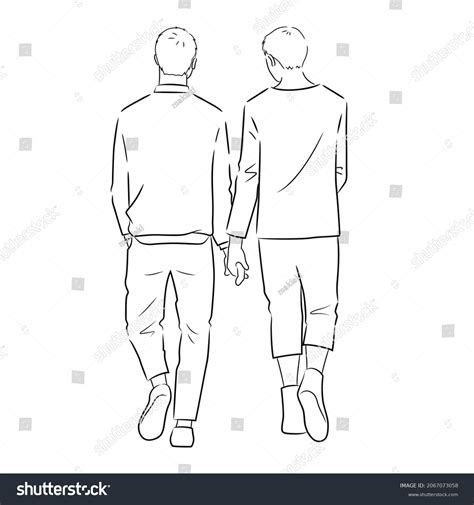 Illustration Back View Same Sex Couple Stock Vector Royalty Free 2067073058 Shutterstock