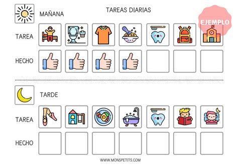 Plantilla De Tareas Diarias Español Hábitos Y Rutinas Para Niños Imprimible Educativo Etsy