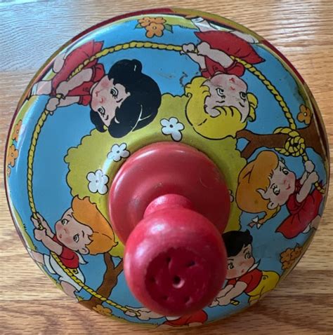 Vintage Tin Litho Ohio Art Spinning Top Toy Children Tug Of Etsy