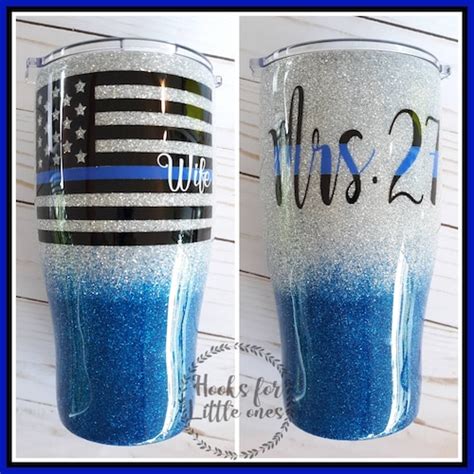 Police Wife Tumbler Thin Blue Line Tumbler Leo Wife Etsy