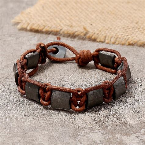 Vintage Woven Cowhide Bracelet Simple Leather Bracelet Hand Woven