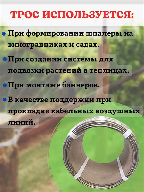 Трос металлополимерный шпалерный d 2 мм L 20 м, прозрачный ПР-2