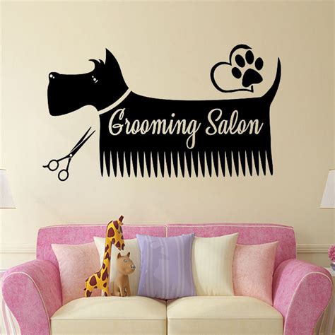 Entrega gratis calidad de servicio Perro de pared Calcomanías Grooming