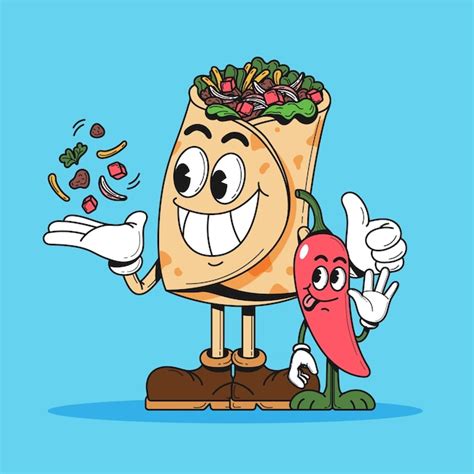 Premium Vector Hand Drawn Burrito Cartoon Illustration