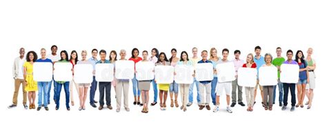 Group Of People Holding A Blank Board Stock Image Image Of Board