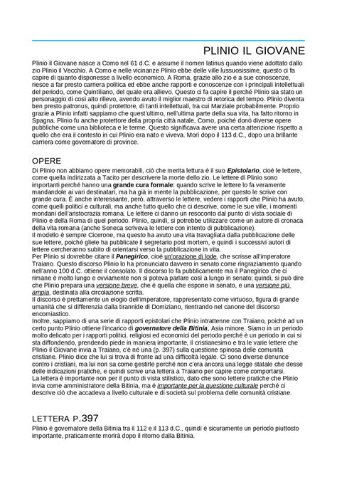 Plinio il Giovane e le sue opere | Appunti di Latino | Docsity