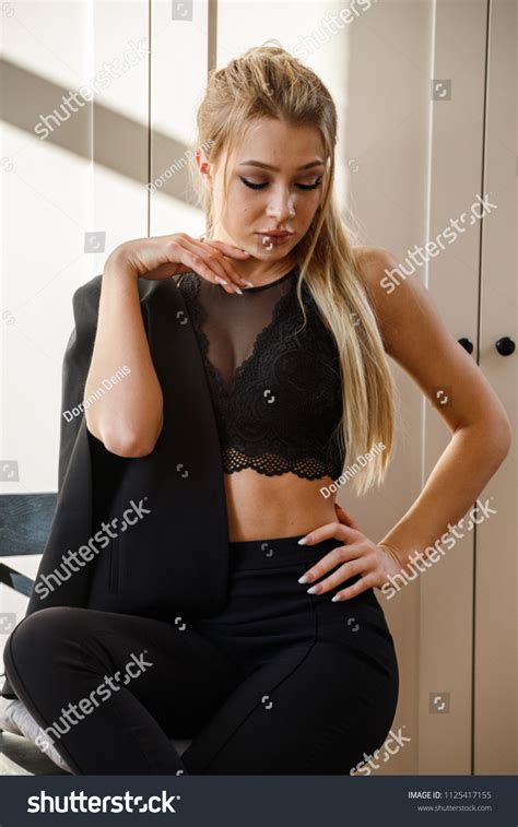 Beautiful Blonde Girl Sexy Business Suit Stock Photo Edit Now 1125417155