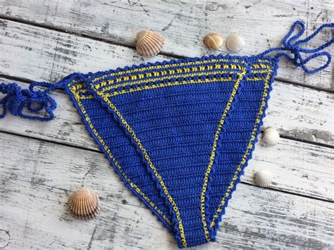 Crochet Bikini Blue Bikini Triangle Bikini Etsy