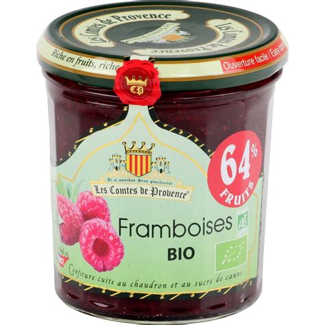 Confiture bio framboise LES COMTES DE PROVENCE le pot de 350 g à Prix