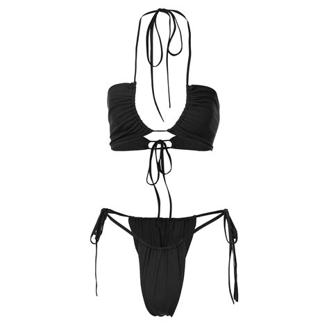 Women S Triangle String Bikini Set Sexy Tie Side Two Piece Swimsuit Cute Halter Bathing Suit