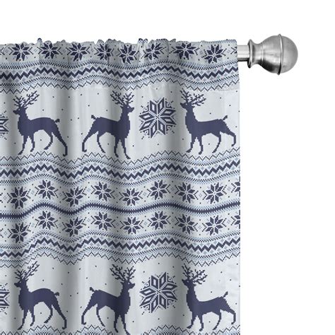 Ambesonne Nordic Curtains Pixel Art Style Reindeer Pair Of 28 X63