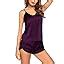 Ekouaer Womens Pajama Sets Sexy Lingerie Satin Sleepwear Cami Shorts Set V Neck Pj Lace