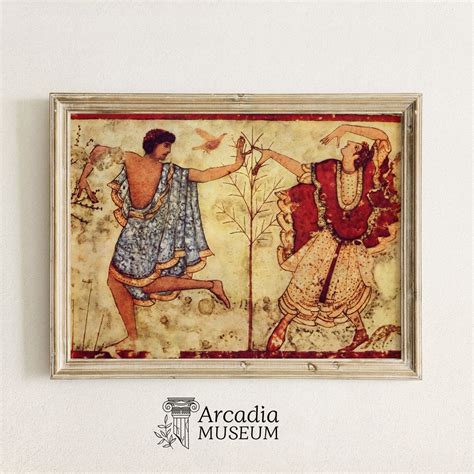 Gay Men Antique Art Etruscan Fresco Two Queer Dancers Poster Gay