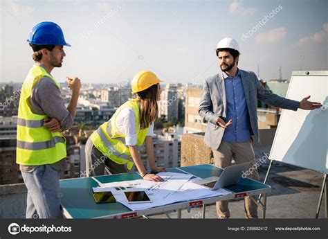 Team Architects Engineers People Group Construciton Site Check