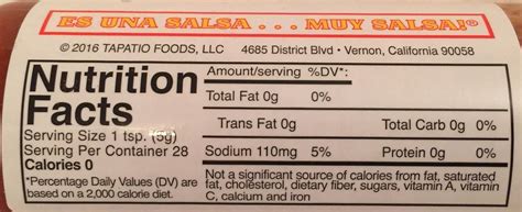 Tapatio Hot Sauce Nutrition Facts Besto Blog