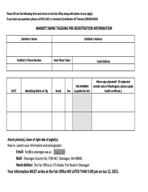 Fillable Online Okanogancounty Market Swine Tagging Weighing