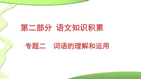 最新中考语文复习知识积累专题《词语的理解和运用》ppt课件 共31页 Word文档在线阅读与下载 无忧文档