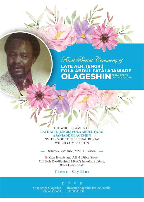 Final Burial Ceremony of Late Alh.(Engr) Fola F.A. Olageshin, Zion Hall