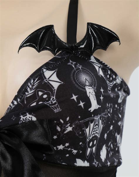 Gothic Print Lingerie Set Gothic Lingerie Outfit Sleepwear Lace V Neck Strap Lingerie In Stock