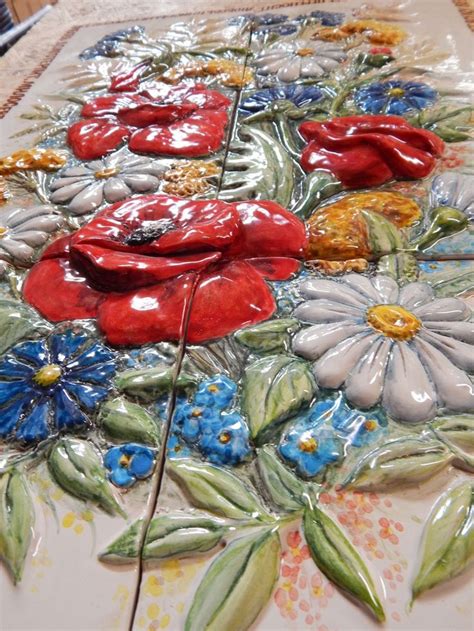 Панно Букет с маками | Vesta Ceramica | Красочное искусство, Цветное ...