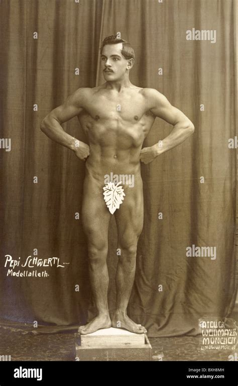 Sports Bodybuilding Man Naked Munich Germany Circa Additional Rights Clearences Not