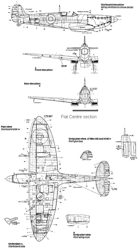 aircraft blueprint   supermarine spitfire aircraft design