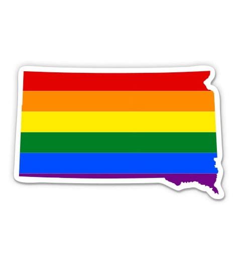 South Dakota Gay Flag State Shape Rainbow Pride LGBT 12 Vinyl Sticker Waterproof Decal
