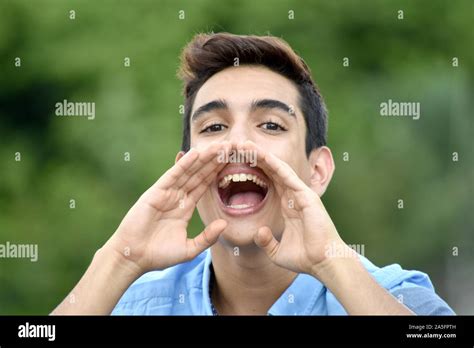 boy youngster shouting stock photo alamy